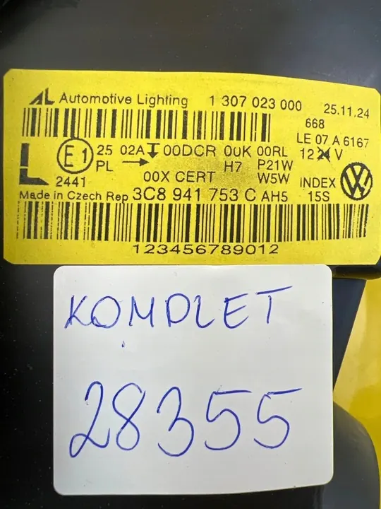 VW Passat CC Xenon Ajovalot Vasemman Oikean 08-12 3C8941754C 3C8941753C image 6