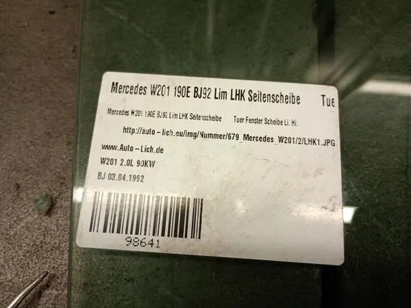 Mercedes W201 vasen takaoven lasi - OEM-osat image 4