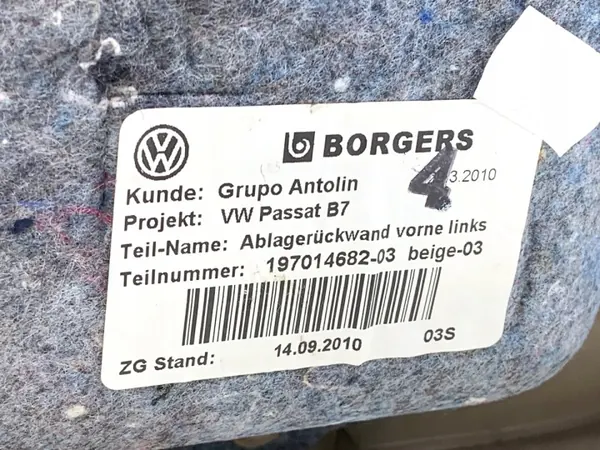 OEM LORK-2067-294 Vasen Etuoven Verhoilu VW Passat B7 image 5