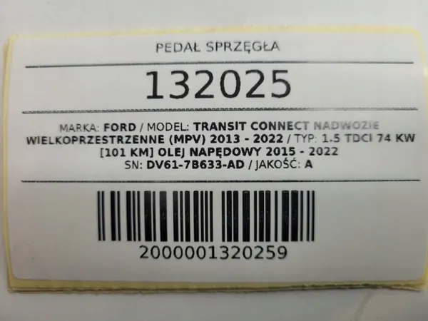 Kopplingspedal OEM DV61-7B633-AD för Ford Transit Connect MK2 image 8