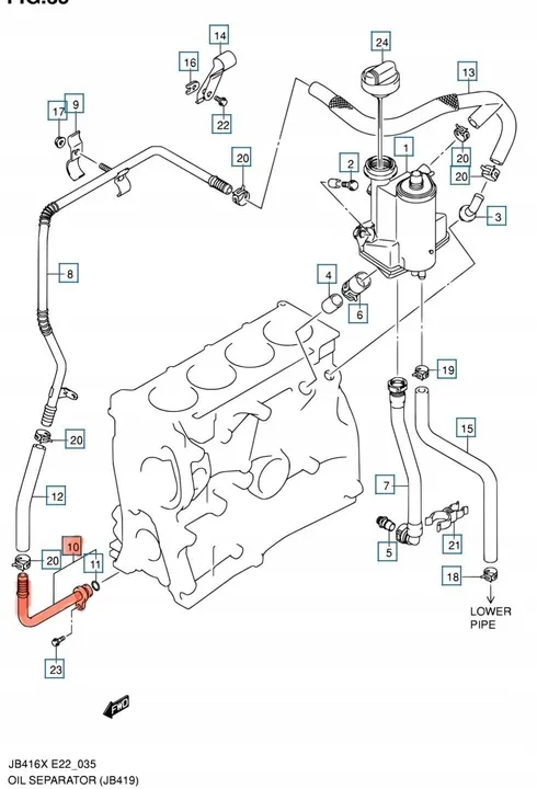 Tubo de drenagem de óleo Suzuki Grand Vitara II 1.9 DDIS OEM image 6