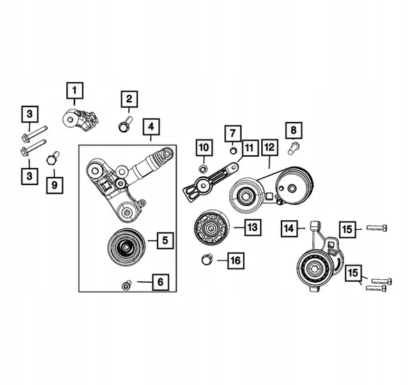 Spännarehållare Jeep Ram 3.6L 5281599AA image 3