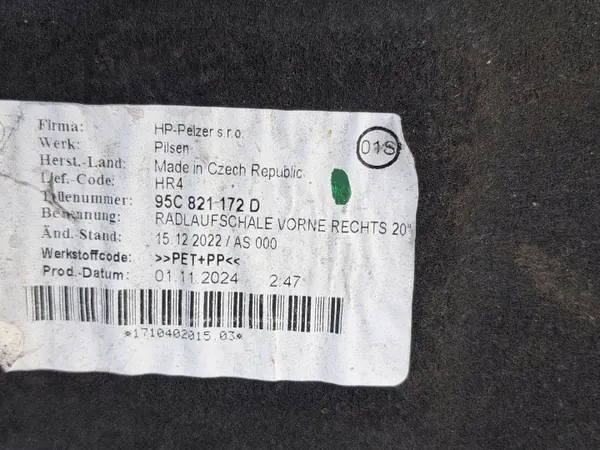Höger framskärmsskydd OEM 95C821172D Porsche Macan image 4