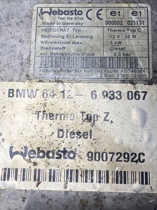 BMW 6933067 Webasto Heizung für E65/E66 3.0d 730d image 6