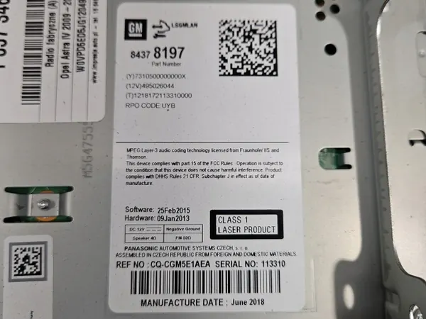Factory Radio Opel Astra IV J 84378197 image 4