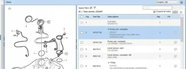 Bomba de combustível VOLVO S80 I 2.4L diesel 2005 30761736 image 7