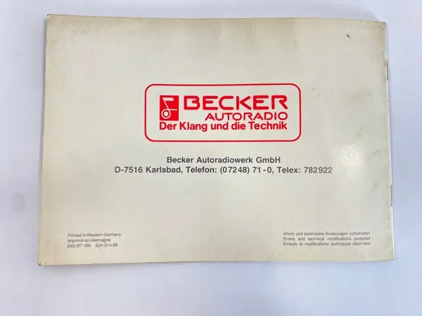 Becker Avus Cassette 778 Servicehandbok - OEM image 8