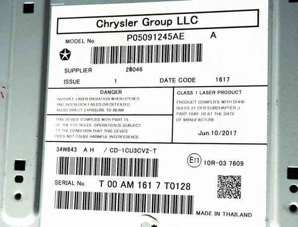 CD-wisselaar lezer Jeep Grand Cherokee KL OEM P05091245AE image 3