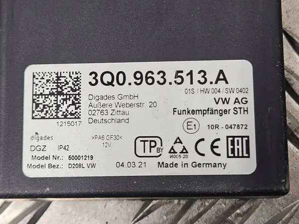 Webasto-Controller OEM 3Q0963513A für Audi A6 S6 C8 image 3