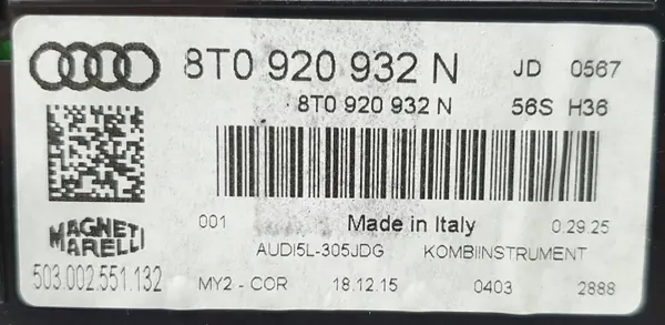 Cuadro de instrumentos Audi A5 8T Lift TDI OEM 8T0920932N image 8