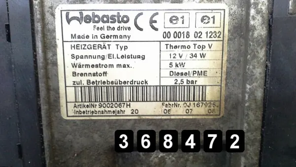 Chauffage Webasto OEM AM-368472 pour Citroen C5 2005 image 5