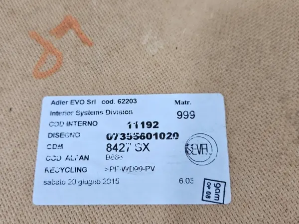 Tapicería Puerta Delantera Izquierda OEM 07355601020 Fiat Ducato IV image 4