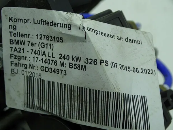 Compressore sospensione pneumatica BMW 7 G11 G12 15-22 6861882 image 8