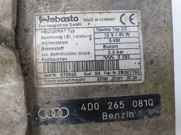 OEM 4D0265081Q Webasto parkeringsvärmare för VW Phaeton image 3