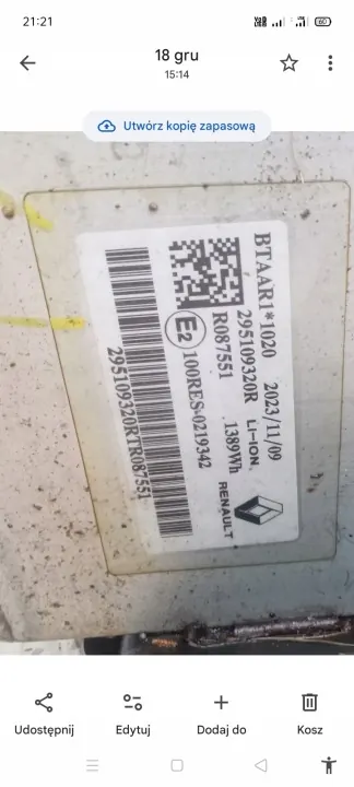 Renault Hybride Accu OEM 295109320R - Gebruikt image 4