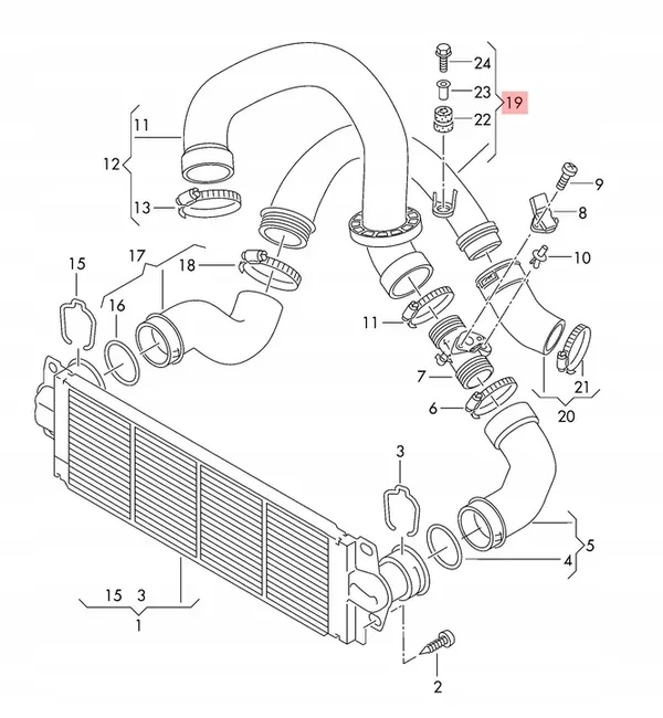 VW T5 T6 2.0 TDI Manguera Intercooler 7E0145762C image 2