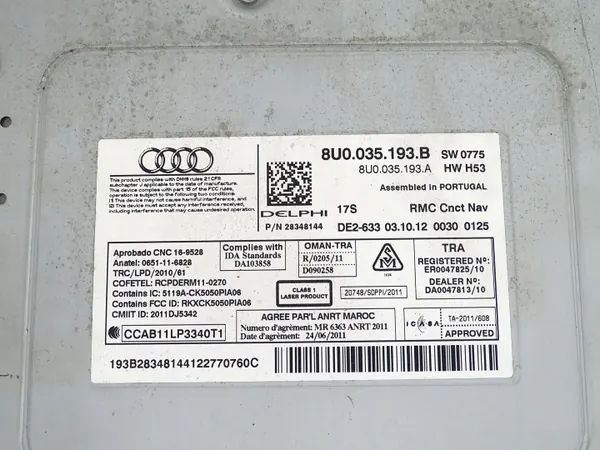 Sintonizador Radio MMI Audi Q3 8U OEM 8U0035193B image 5