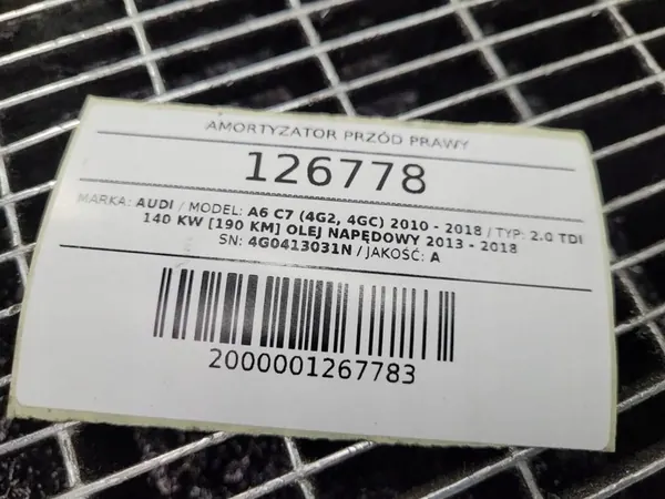Ammortizzatore Anteriore Sinistro AUDI A6 C7 2010-2018 OEM 4G0413031N image 6