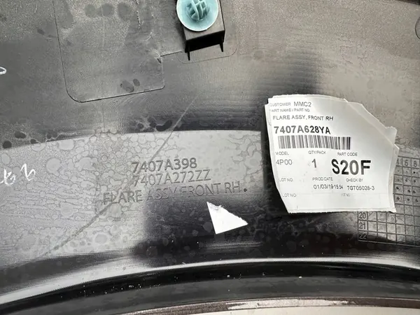 Mitsubishi L200 2015- Garniture d'aile avant droit OEM 7407A398 image 3