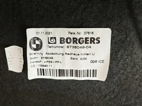 OEM 8738049 Para-lamas Traseiro Esquerdo BMW G26 - Usado image 9