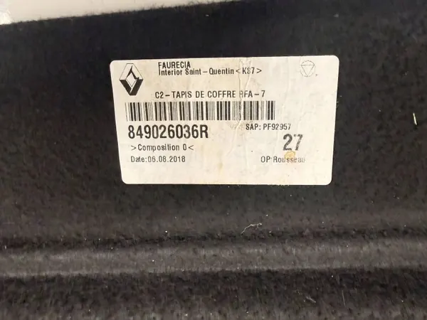 Renault Grand Scenic IV tavaratilan matto OEM GRSC4WYKBAG1 image 7