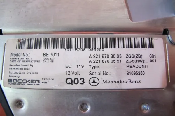 Changer CD Mercedes Classe S W221 OEM A2218708093 image 4