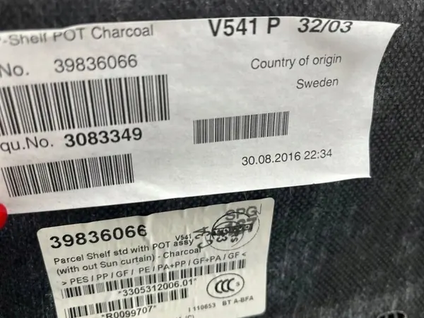 Estante de maletero Volvo S90 OEM 39836066 - Usado image 3