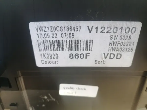 Compteur VW Golf V 2.0 TDI OEM 1K0920860F image 5
