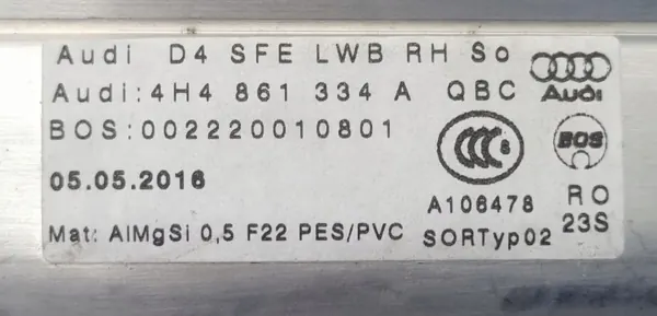 Höger dörrrullgardin OEM 4H4861334A Audi A8 D4 image 7