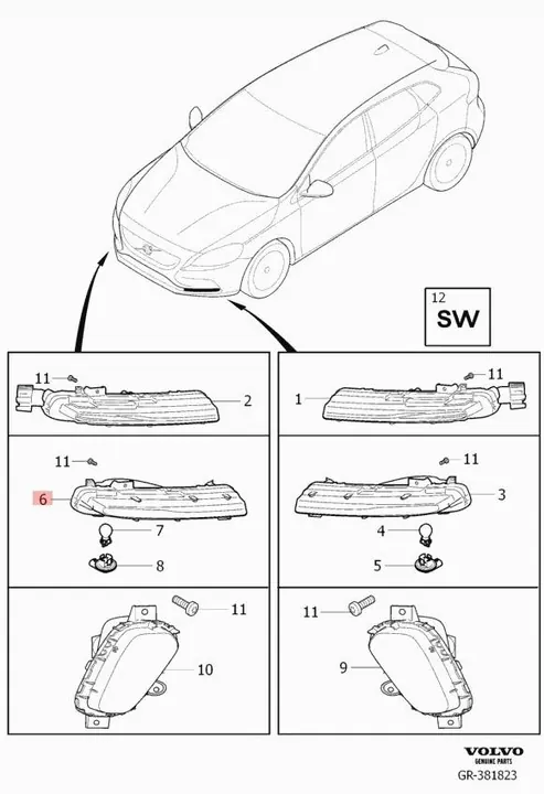 Farol LED diurno direito Volvo V40 II image 2