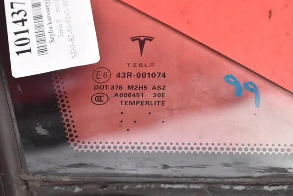 Vetro Carrozzeria Anteriore Destro Tesla Model S 2012-2020 OEM 6006544-00-J image 2