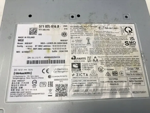 Módulo Navegação VW Tiguan III 2025 OEM 571035816B image 7