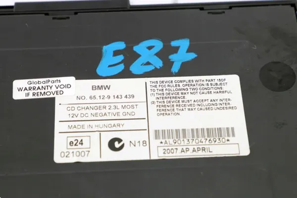 Trocador CD 6 discos BMW OEM 9143439 para E81/E87/E90/E91/E92 image 10