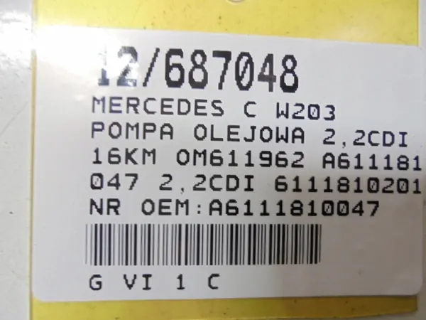 Begagnad oljepump OEM A6111810047 Mercedes C W203 image 10