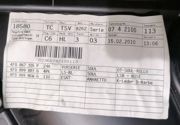Audi A6 C6 Lift Linker Achter Zijpaneel OEM 4F0867305P image 4