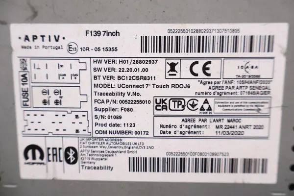 Pantalla Radio Navegación Fiat Panda III OEM 00522255010 image 6