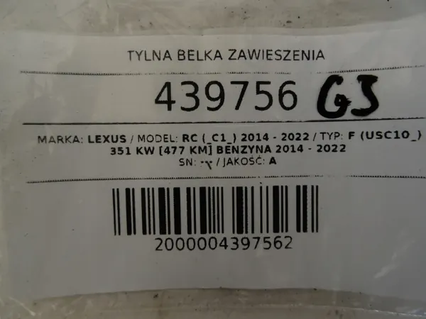 OEM LORK-381-107866 achterophangingbalk Lexus RC image 7