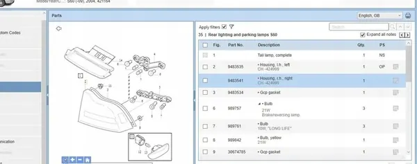 Lámpara trasera derecha Volvo S60 I 9483541 image 10