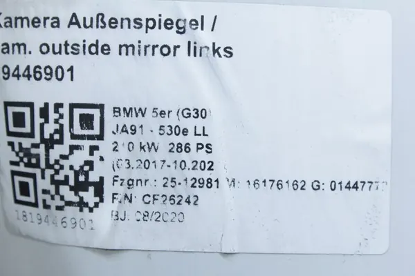 Vasen Peili 9Pin Kameraavustaja BMW G30 G31 A96 image 5