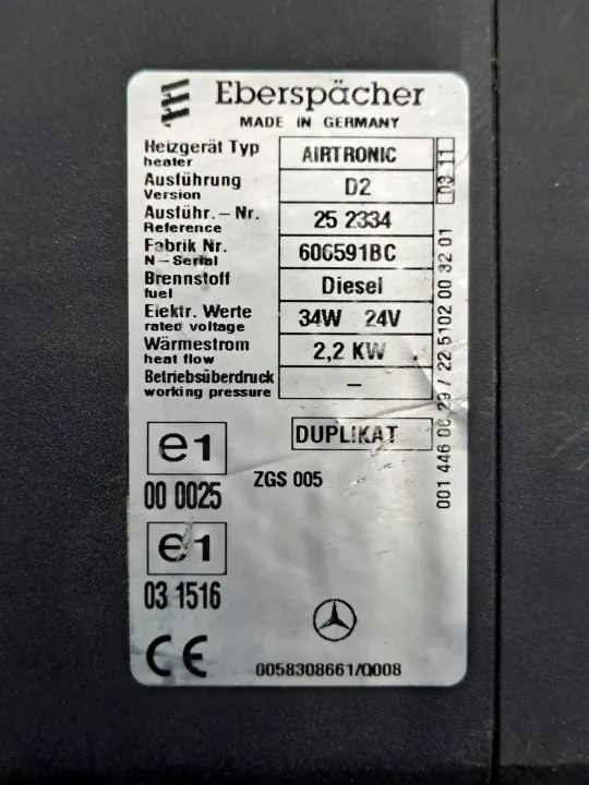 Webasto Airtronic D2 24V A0058308661 Usado image 3