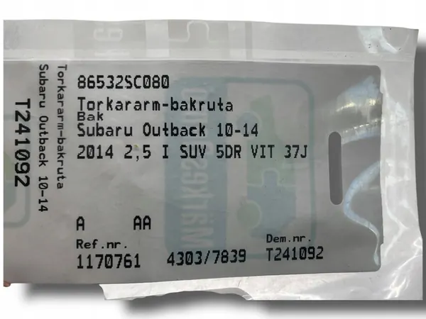 Pyyhkijänvarsi Subaru Outback (BS) Vasemmalle 86532SC080 image 2