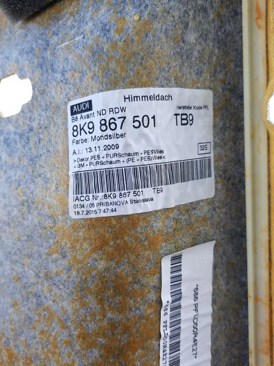 Teto Audi A4 B8 Lift 2011-15 OEM 8K9867501 image 6