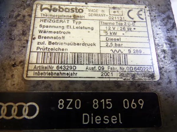 Calefactor auxiliar Webasto OEM 8Z0815069 para VW image 5