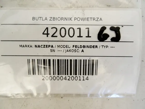 Ilmasäiliö OEM LORK-1-1000016399 Feldbinder-perävaunulle image 4