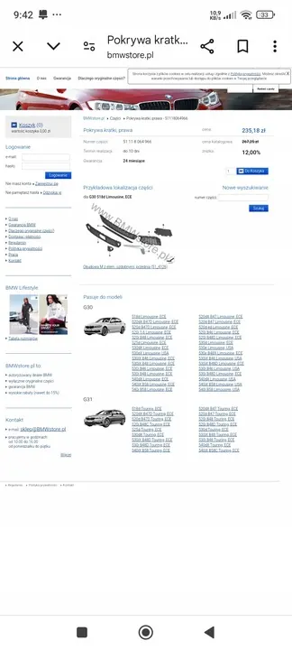 BMW 5 (G30/G31) 2017 - Griglia paraurti anteriore destra 51118064966 image 4