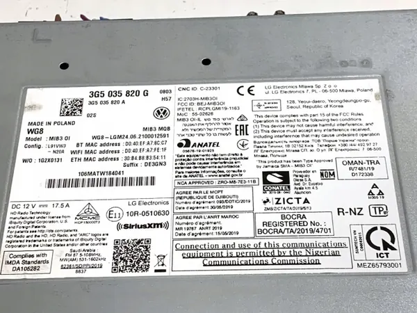 OEM 3G5035820G VW Arteon Multimedia Stereo Radio image 4