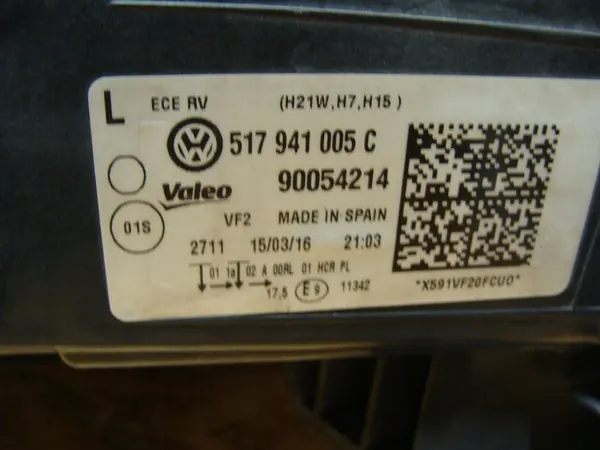 VW Golf Sportsvan 14-17 Farol Esquerdo OEM 517941005C image 7