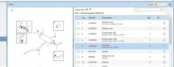 Ponta de escape Volvo XC60 II 2.0L 2019 OEM 31669102 image 4