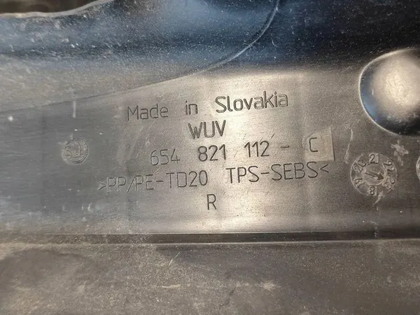 Extrémité d'aile SKODA 1.0L essence 2023 OEM 654821112C image 3