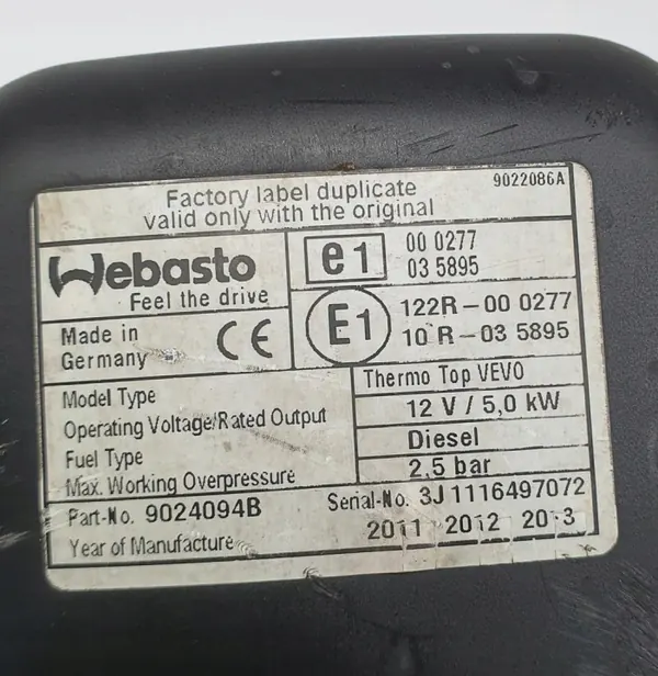 Webasto Lämmitys OEM 9024094B Land Rover Range Rover Sportille image 3